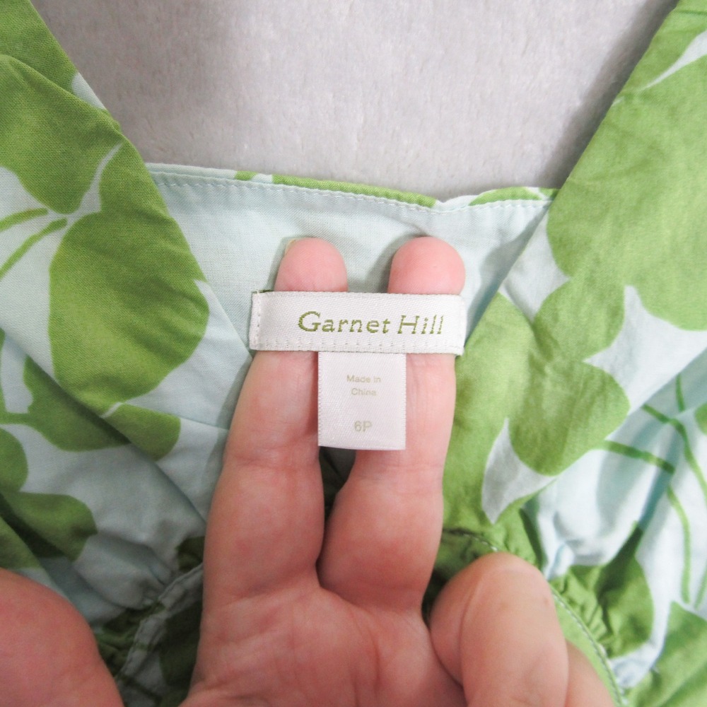 Garnet Hill Floral Print Sleeveless Dress Women's Size 6P Green White - Picture 7 of 12